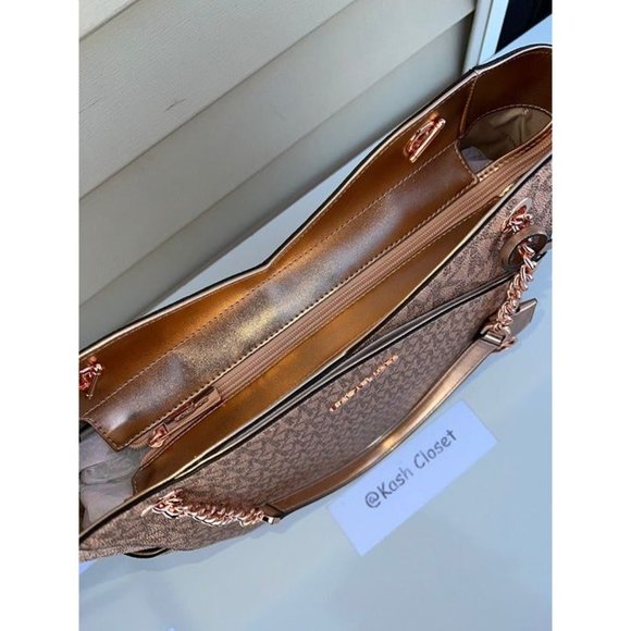 Michael Kors Purse Large Jet set Xchain Shoulder Bag Rose Gold - Picture 6 of 12